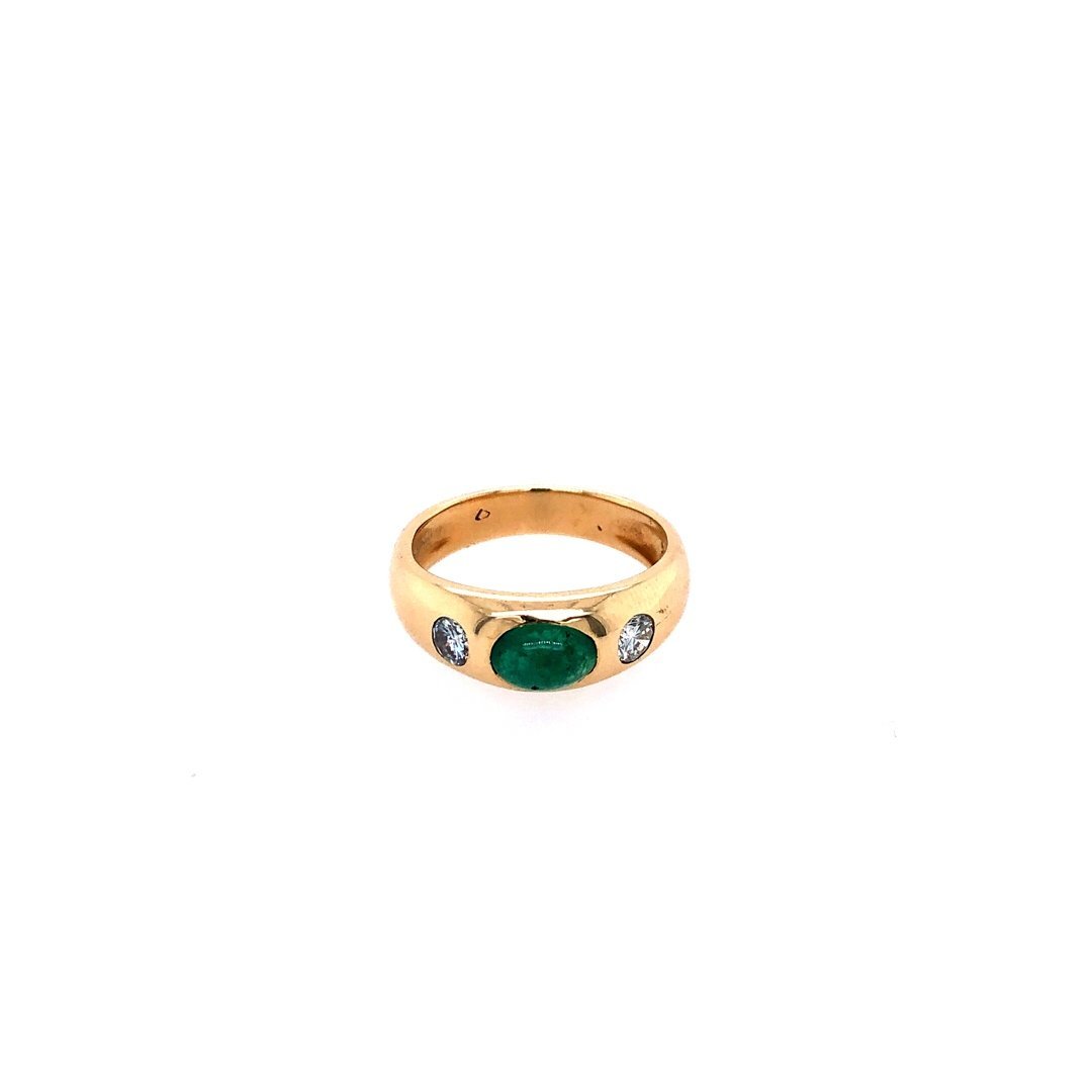 antiker-echtschmuck-antike-ringe-Ring Gelbgold 585 mit Smaragd & Brillanten-10726-Prejou