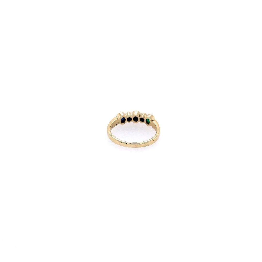 antiker-echtschmuck-antike-ringe-Ring Gelbgold 585 mit Smaragd, Safir, Rubin &amp; Brillanten-10616-Prejou