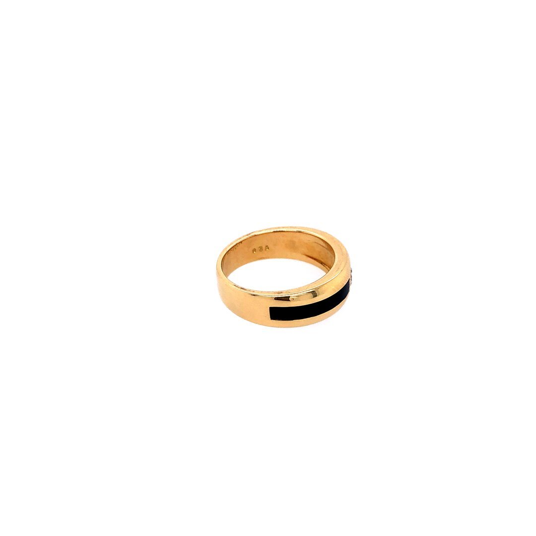 antiker-echtschmuck-antike-ringe-Ring Gelbgold 750 mit Brillant &amp; Onyx-10720-Prejou