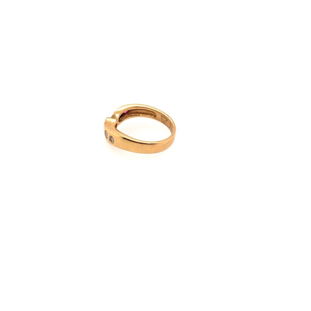 antiker-echtschmuck-antike-ringe-Ring Gelbgold 750 mit Rubinen &amp; Brillanten-10663-Prejou