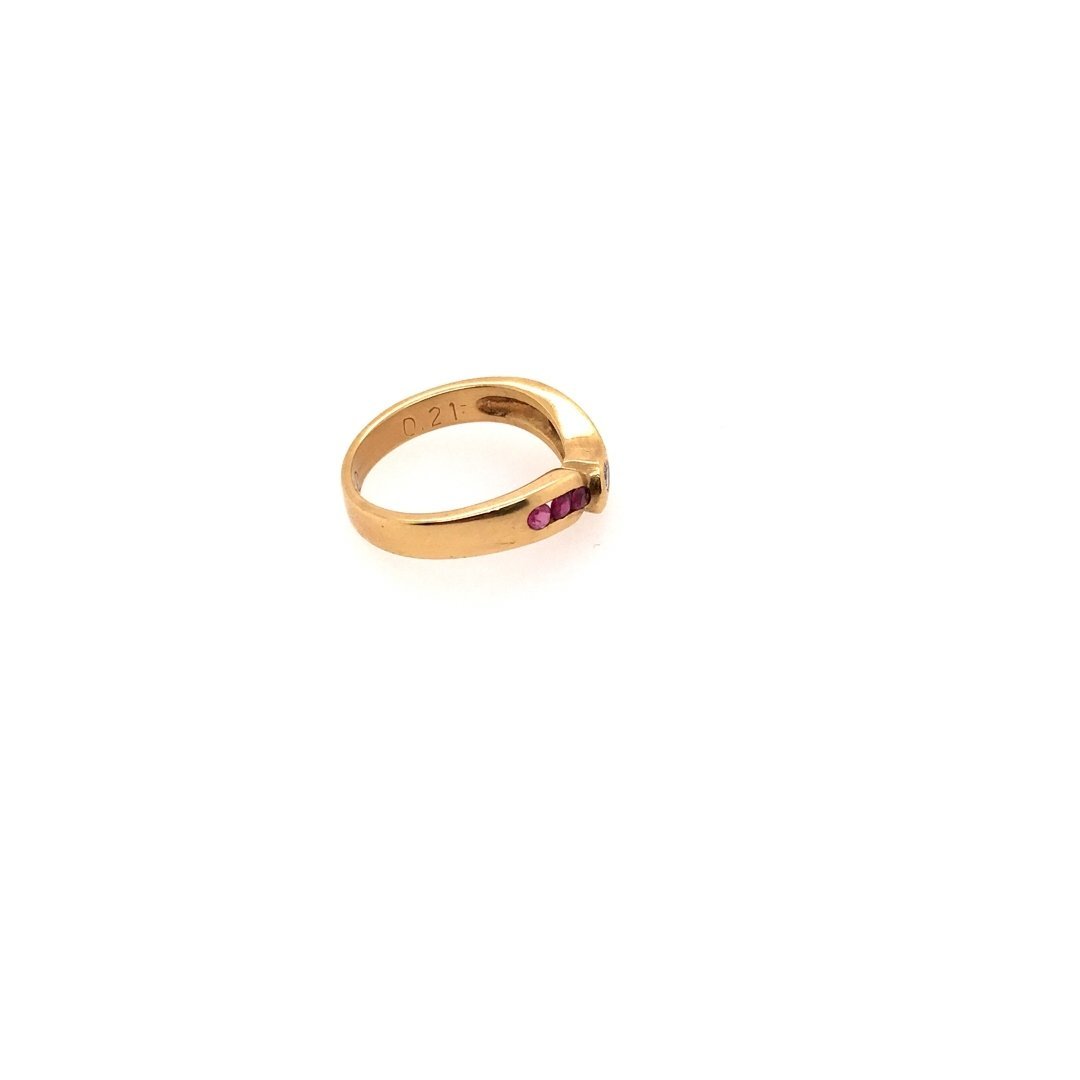 antiker-echtschmuck-antike-ringe-Ring Gelbgold 750 mit Rubinen &amp; Brillanten-10663-Prejou