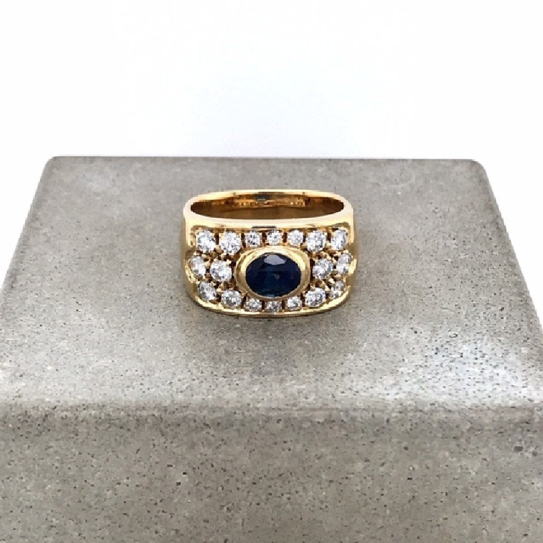antiker-echtschmuck-antike-ringe-Ring Gelbgold 750 mit Safir & Brillanten-10024-Prejou