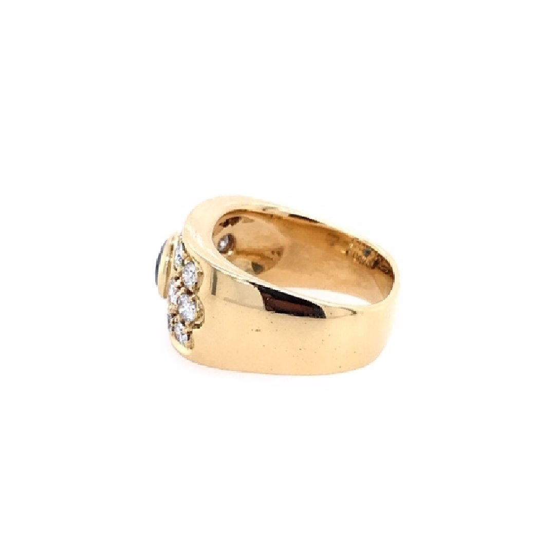 antiker-echtschmuck-antike-ringe-Ring Gelbgold 750 mit Safir &amp; Brillanten-10024-Prejou