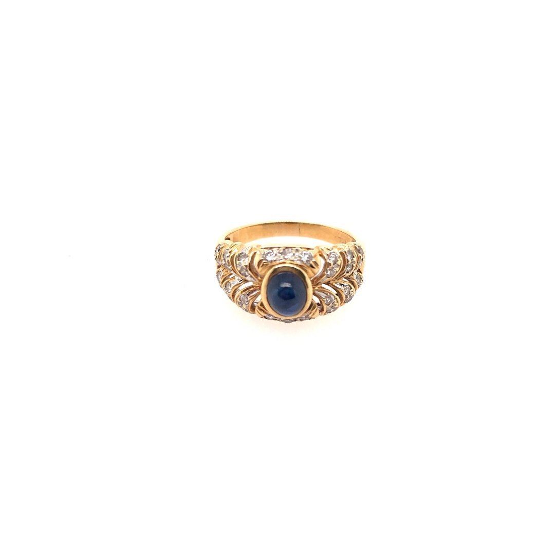 antiker-echtschmuck-antike-ringe-Ring Gelbgold 750 mit Safir & Brillanten-10574-Prejou
