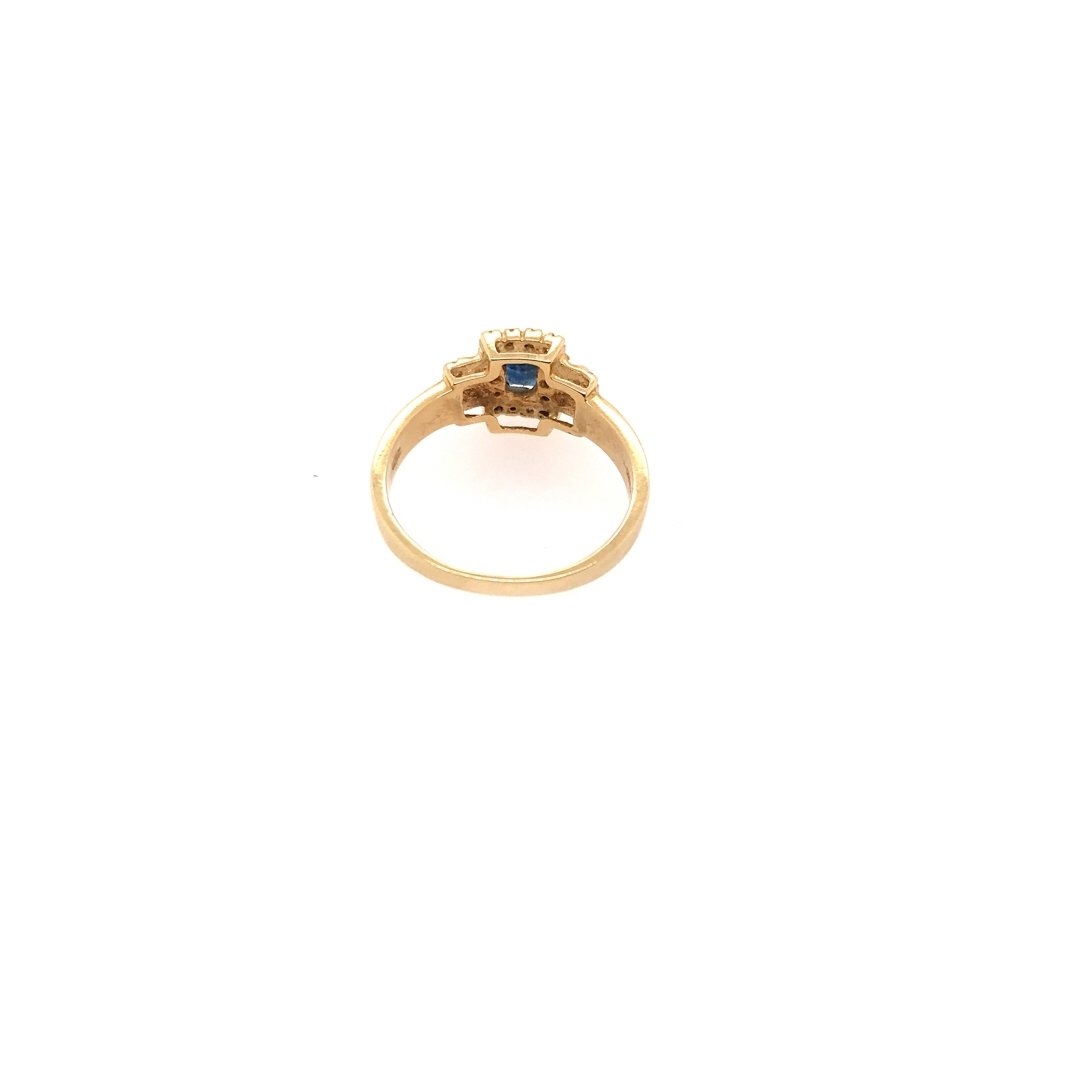 antiker-echtschmuck-antike-ringe-Ring Gelbgold 750 mit Safir &amp; Diamanten-10163-Prejou