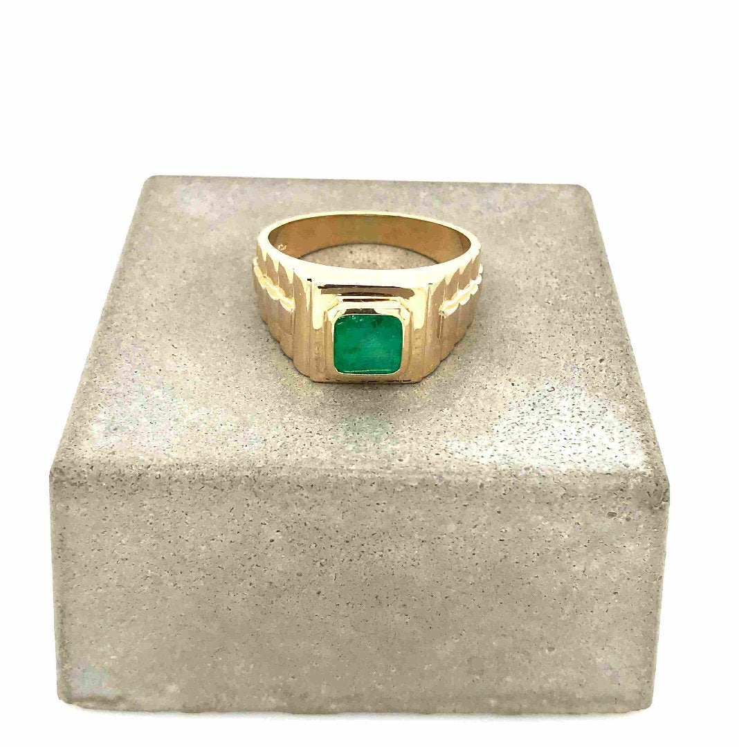 antiker-echtschmuck-antike-ringe-Ring Gelbgold 750 mit Smaragd-10648-Prejou