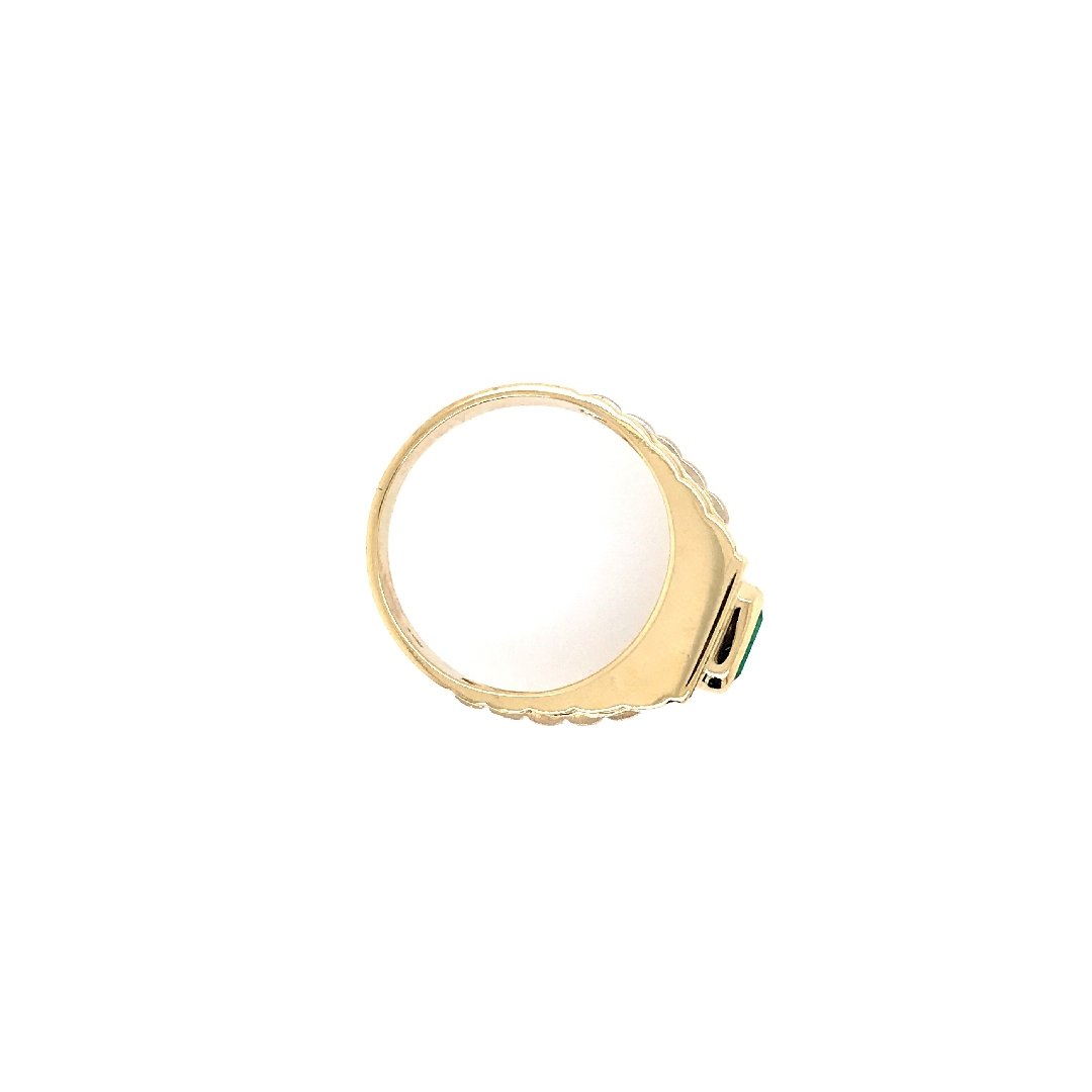 antiker-echtschmuck-antike-ringe-Ring Gelbgold 750 mit Smaragd-10648-Prejou