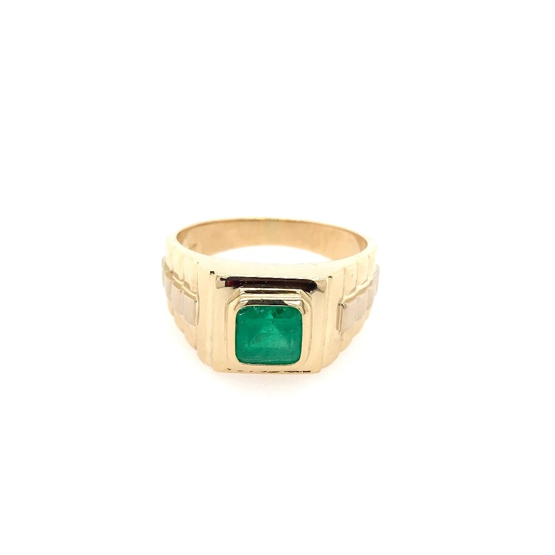 antiker-echtschmuck-antike-ringe-Ring Gelbgold 750 mit Smaragd-10648-Prejou