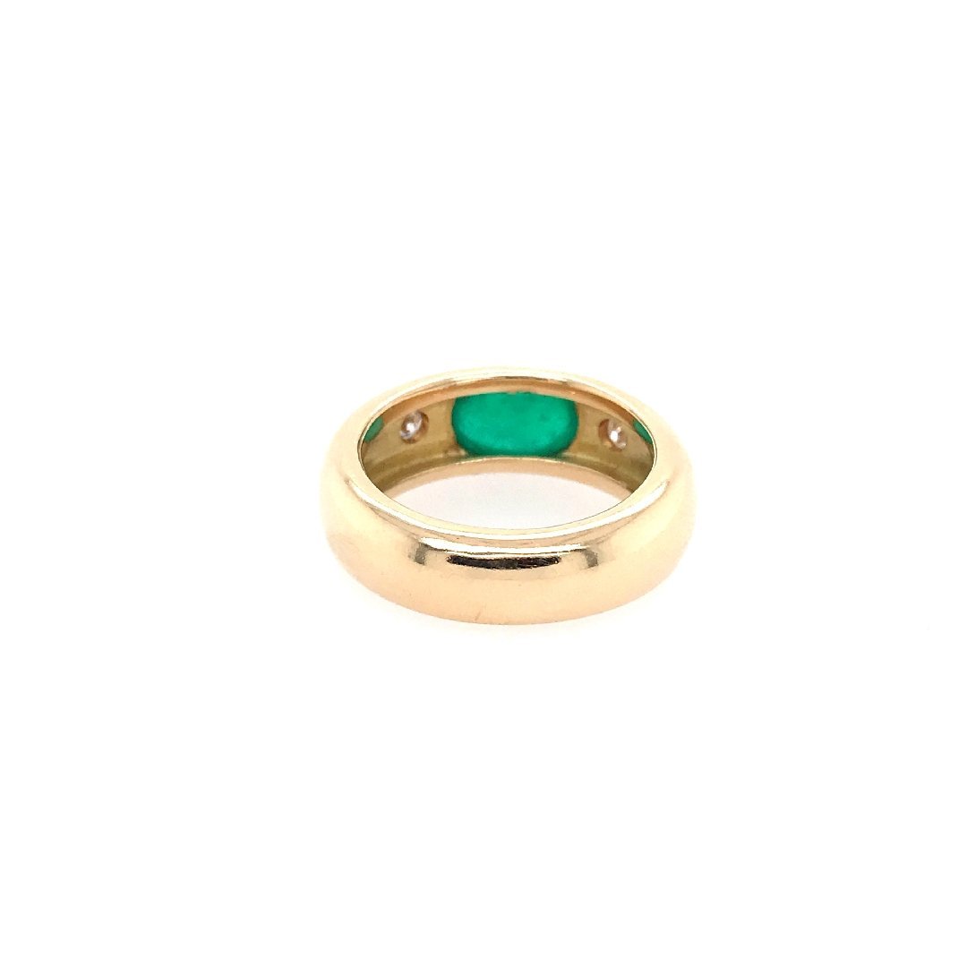 antiker-echtschmuck-antike-ringe-Ring Gelbgold 750 mit Smaragd &amp; Brillanten-10256-Prejou