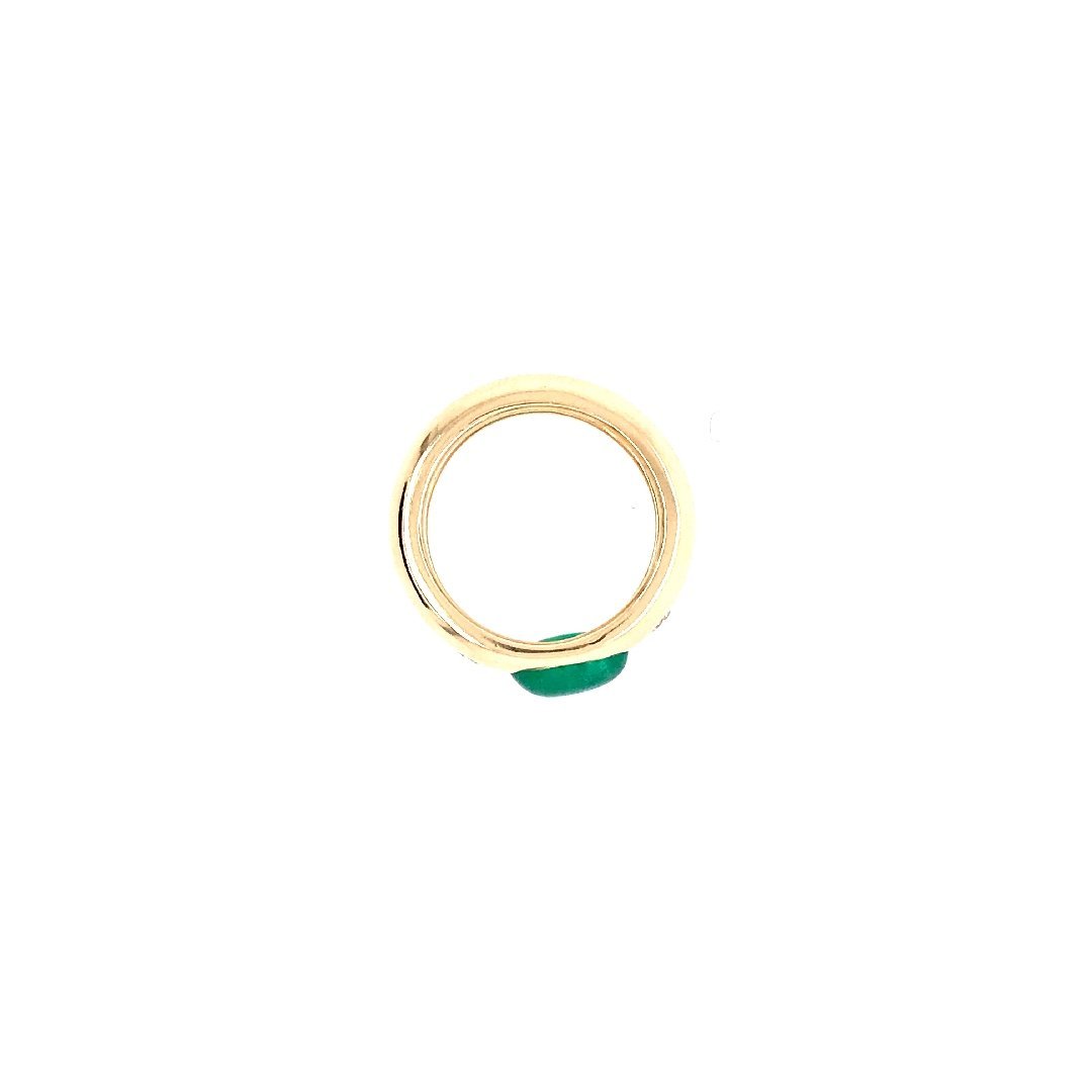 antiker-echtschmuck-antike-ringe-Ring Gelbgold 750 mit Smaragd &amp; Brillanten-10256-Prejou