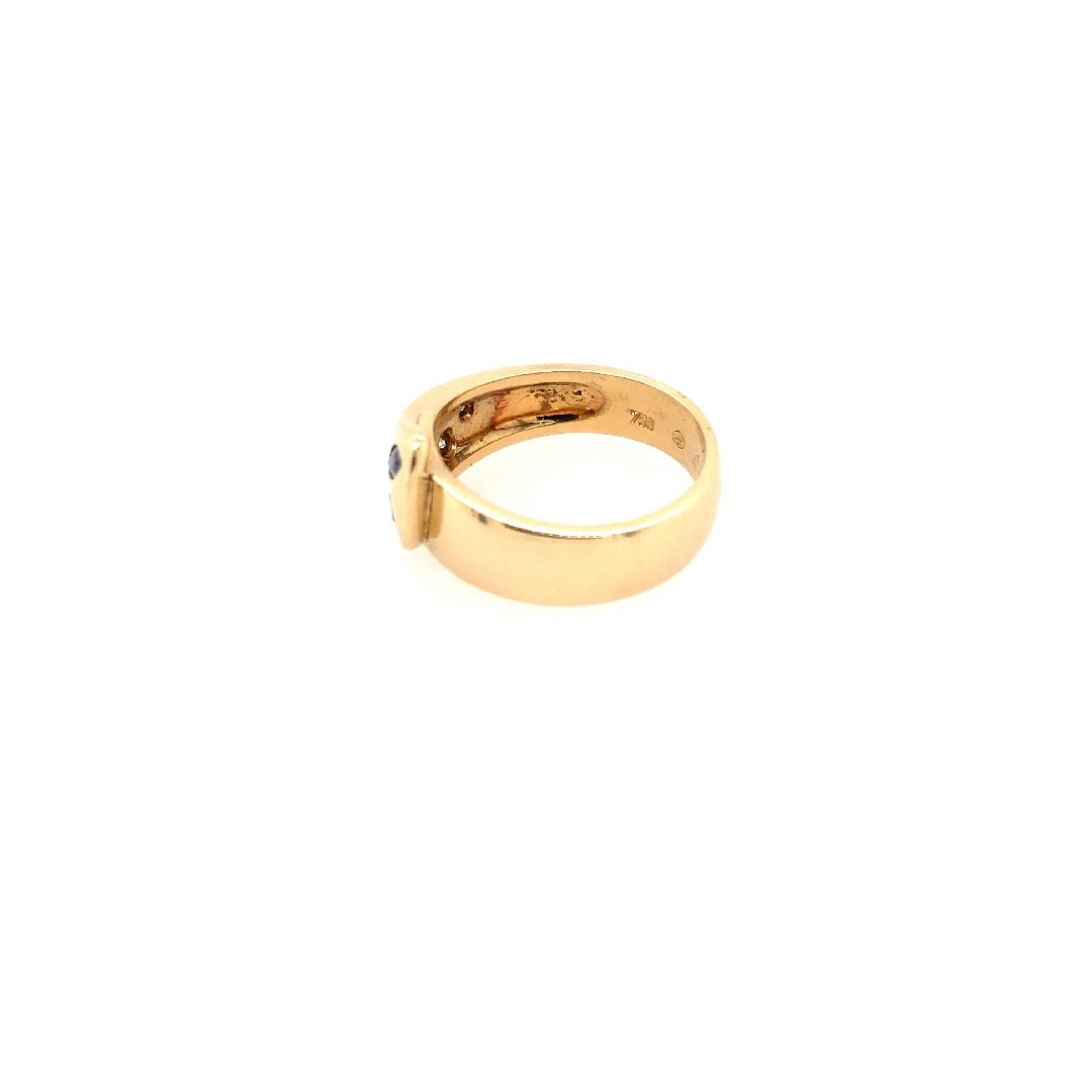 antiker-echtschmuck-antike-ringe-Ring Gelbgold 750 mit Smaragd, Safir, Rubin &amp; Brillanten-10756-Prejou