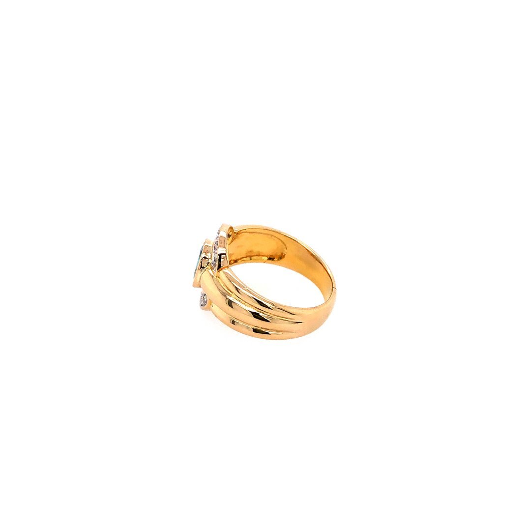 antiker-echtschmuck-antike-ringe-Ring Gelbgold 750 mit Topas &amp; Brillanten-10362-Prejou