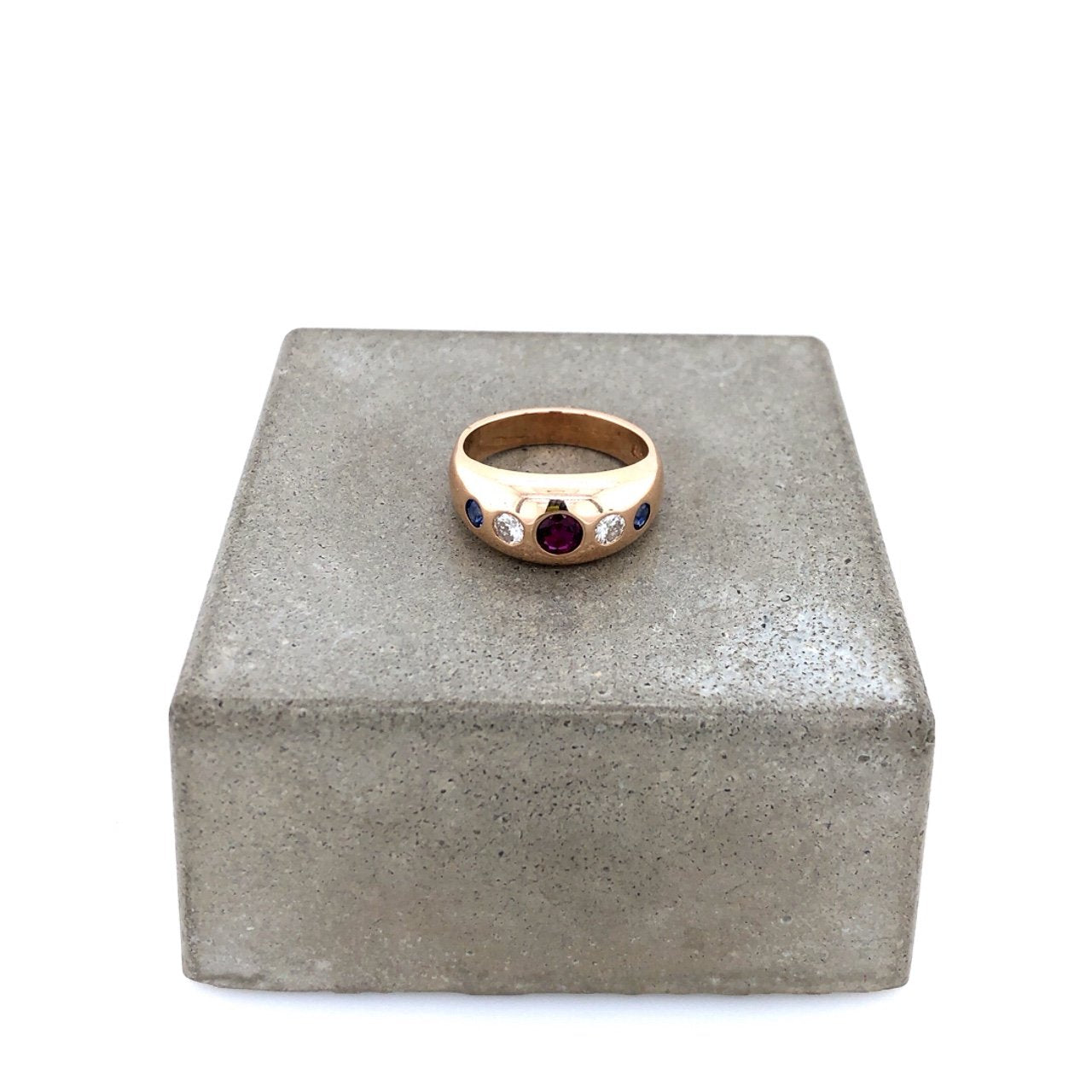 antiker-echtschmuck-antike-ringe-Ring Roségold 585 mit Rubin, Safir & Brillanten-10551-Prejou