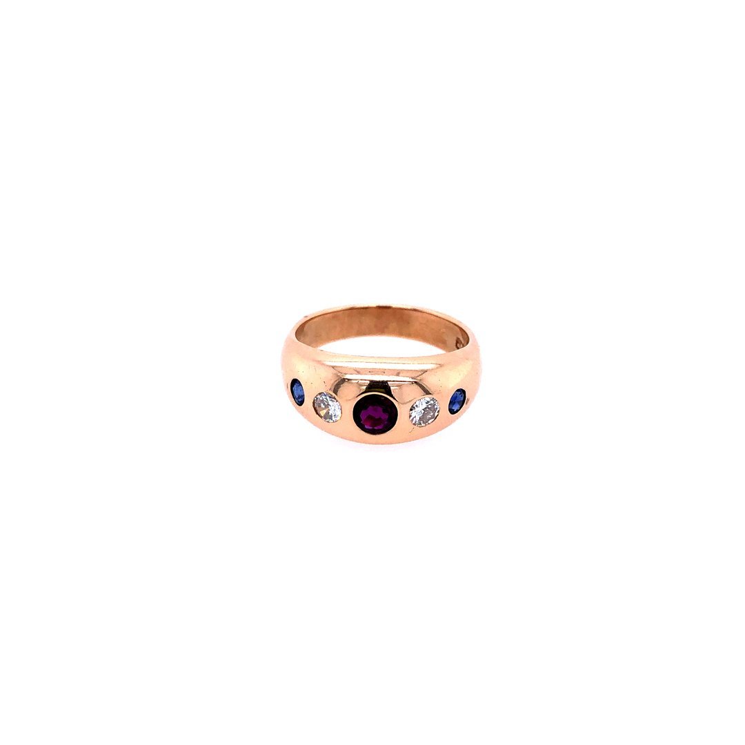 antiker-echtschmuck-antike-ringe-Ring Roségold 585 mit Rubin, Safir & Brillanten-10551-Prejou