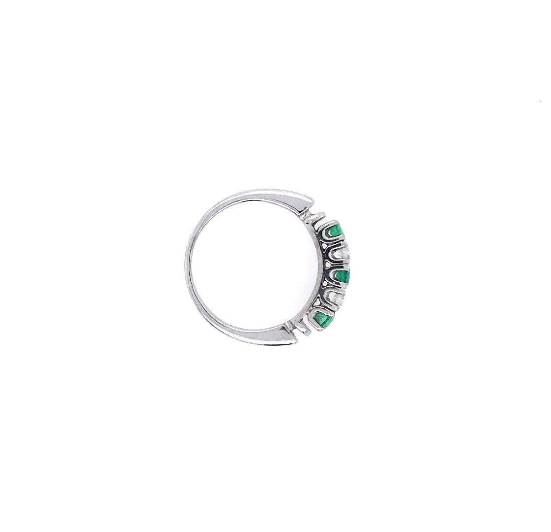 antiker-echtschmuck-antike-ringe-Ring Weissgold 585 mit Smaragden &amp; Brillanten-10757-Prejou