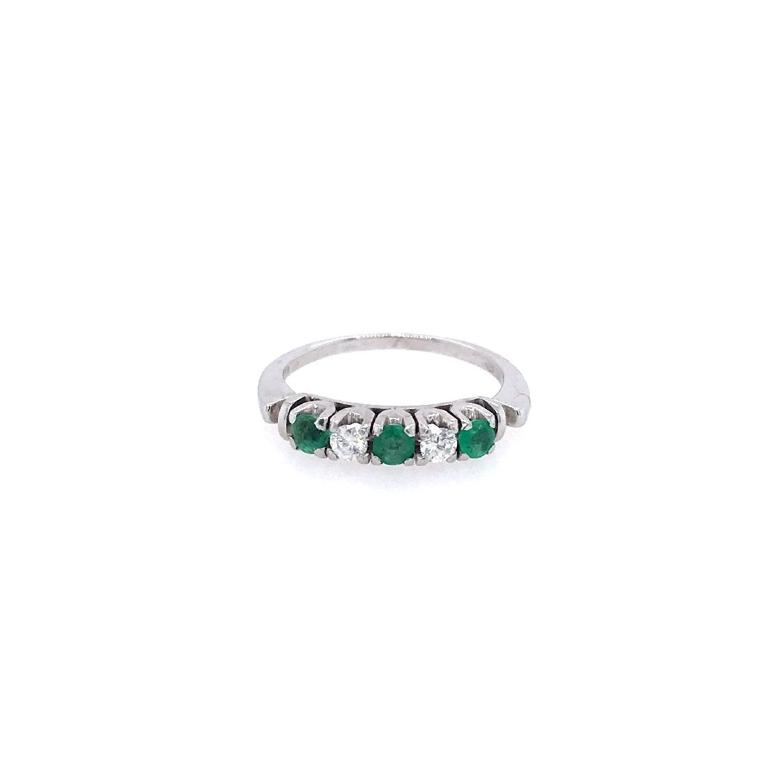 antiker-echtschmuck-antike-ringe-Ring Weissgold 585 mit Smaragden & Brillanten-10757-Prejou