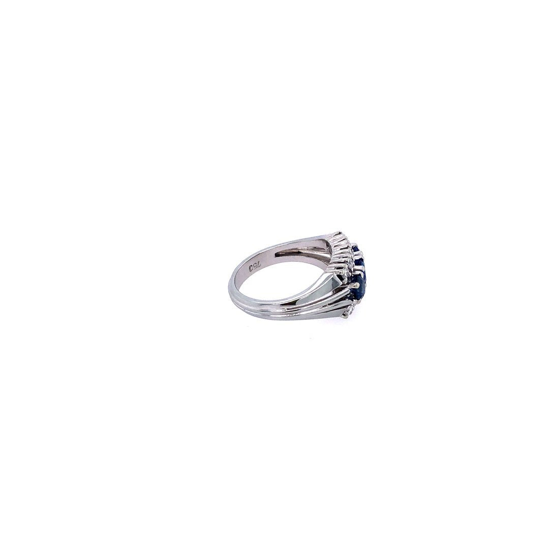 antiker-echtschmuck-antike-ringe-Ring Weissgold 750 mit Safir &amp; Brillanten-10408-Prejou