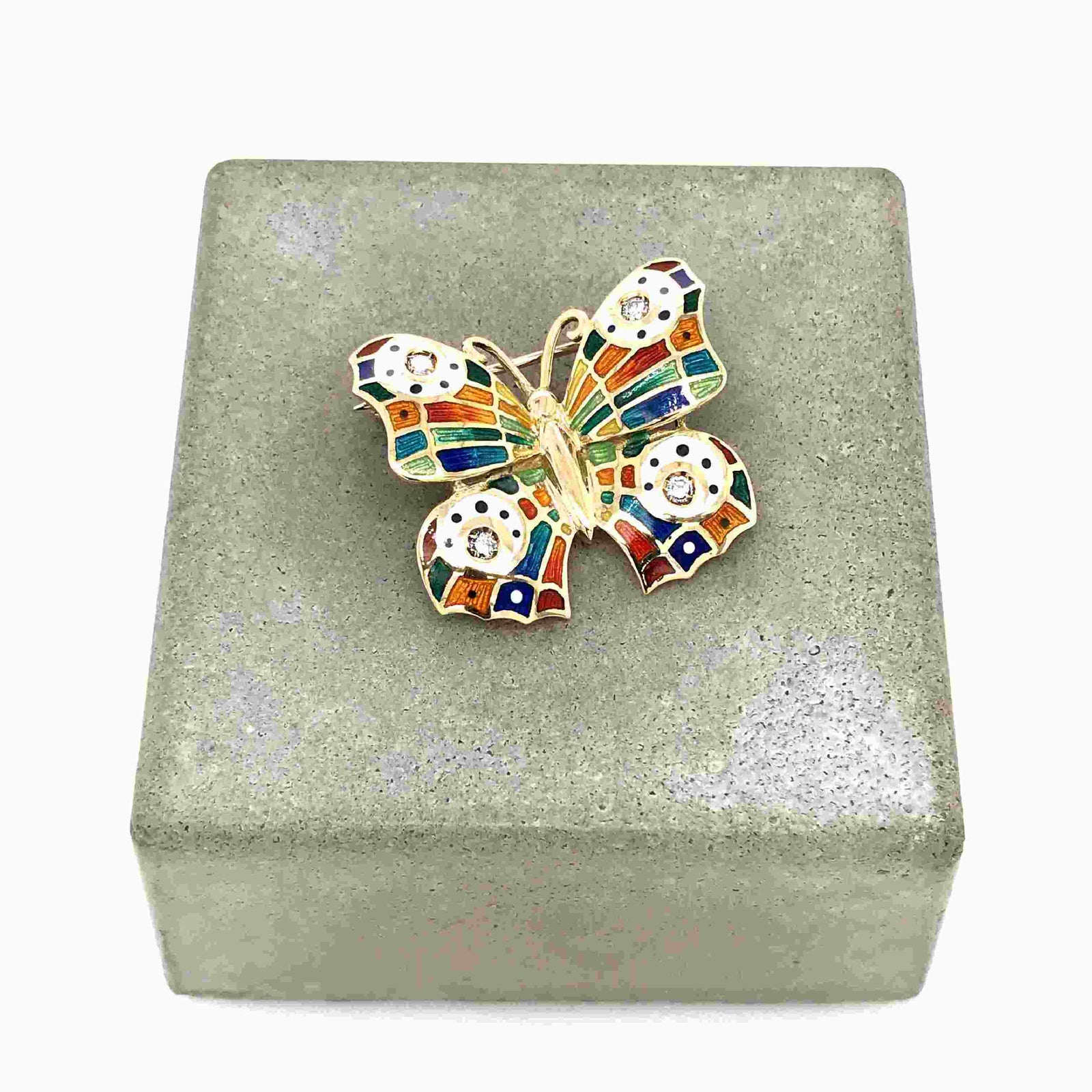 antike-broschen-Schmetterlings-Brosche Gelbgold 750 mit Brillanten-[SKU]-Prejou