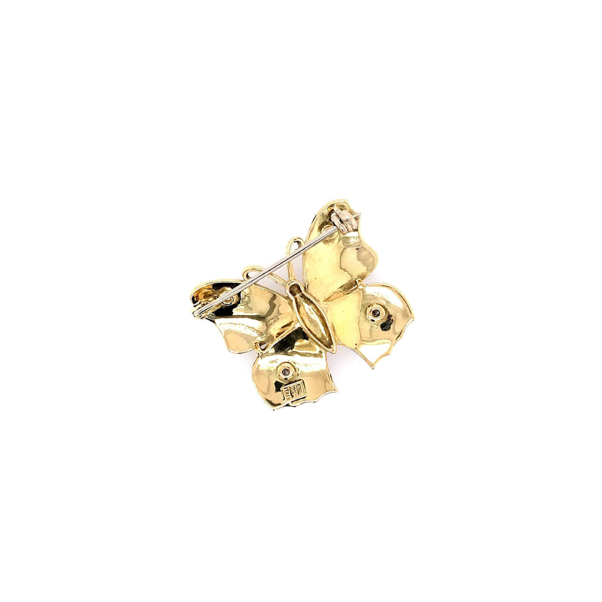 antike-broschen-Schmetterlings-Brosche Gelbgold 750 mit Brillanten-[SKU]-Prejou