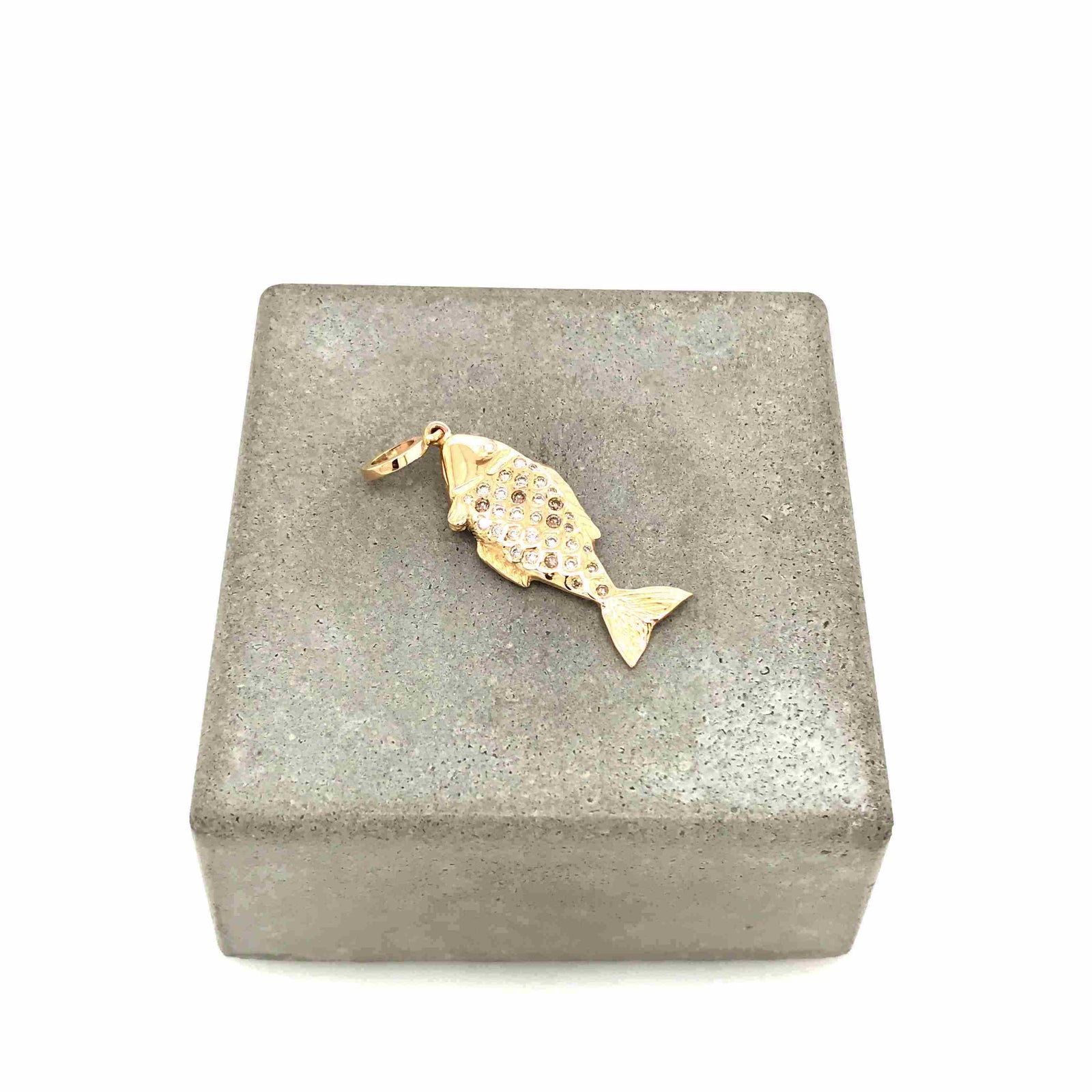 vintage-anhaenger-Fisch-Schmuckanhänger Roségold 750 mit Brillanten-10297-Prejou