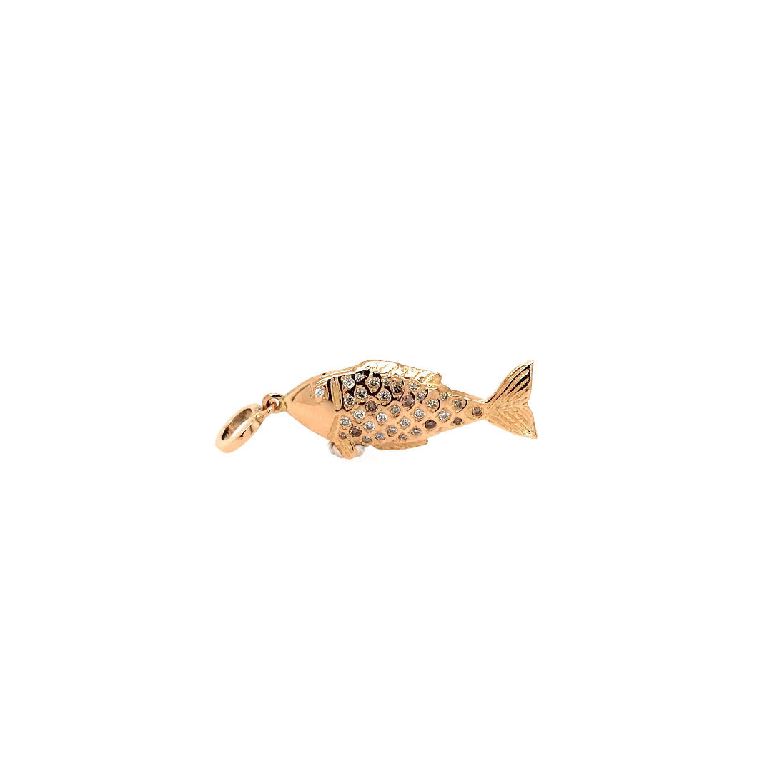vintage-anhaenger-Fisch-Schmuckanhänger Roségold 750 mit Brillanten-10297-Prejou