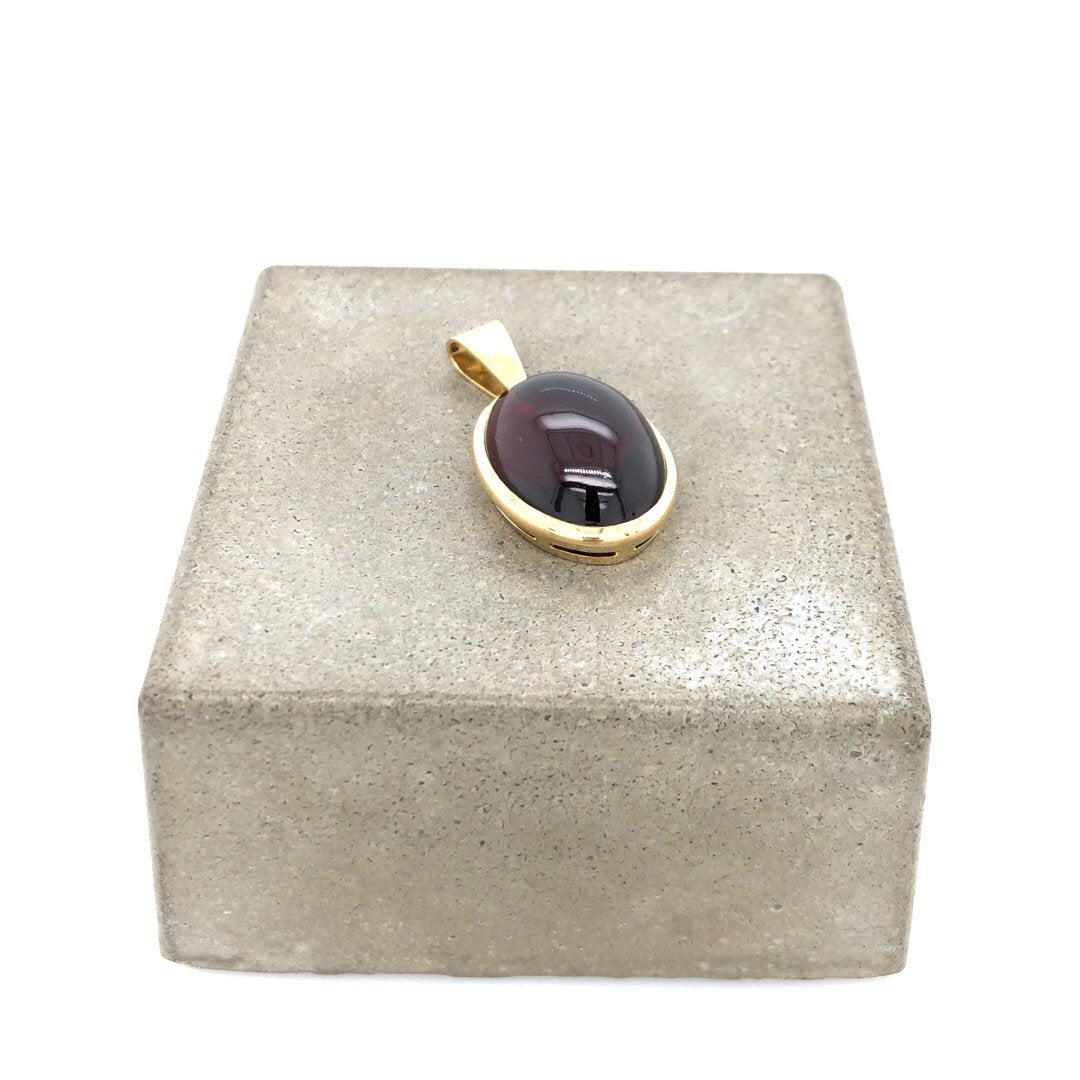 antike-kette-anhaenger-Granat-Anhänger Gelbgold 750-11581-Prejou