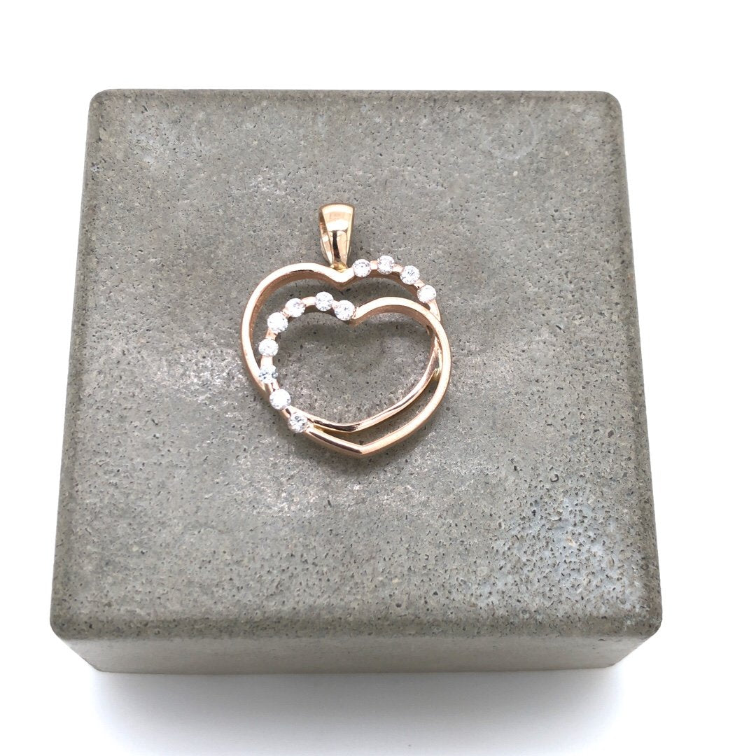 antike-kette-anhaenger-Herz-Anhänger Roségold 585 mit Brillanten-11595-Prejou