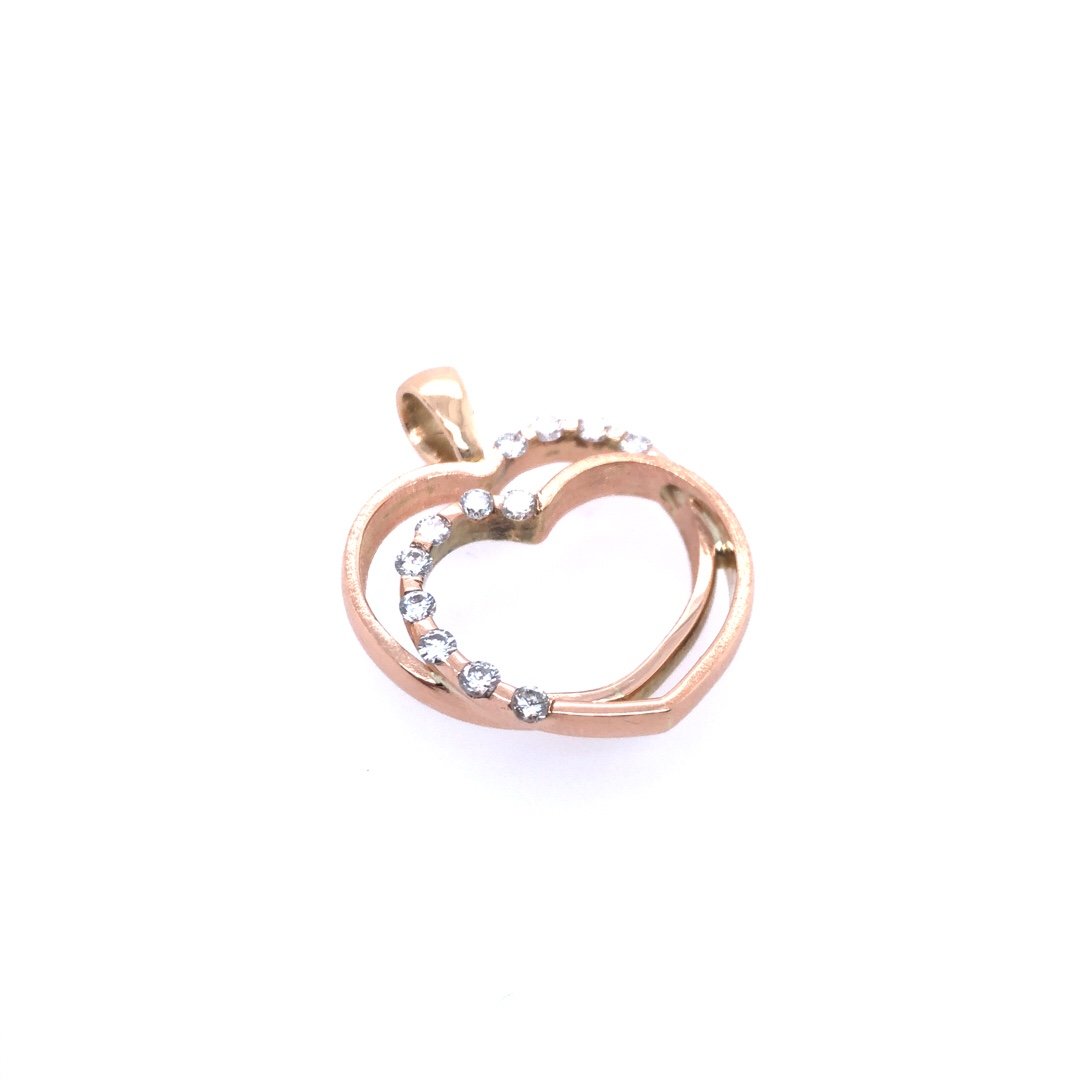 antike-kette-anhaenger-Herz-Anhänger Roségold 585 mit Brillanten-11595-Prejou