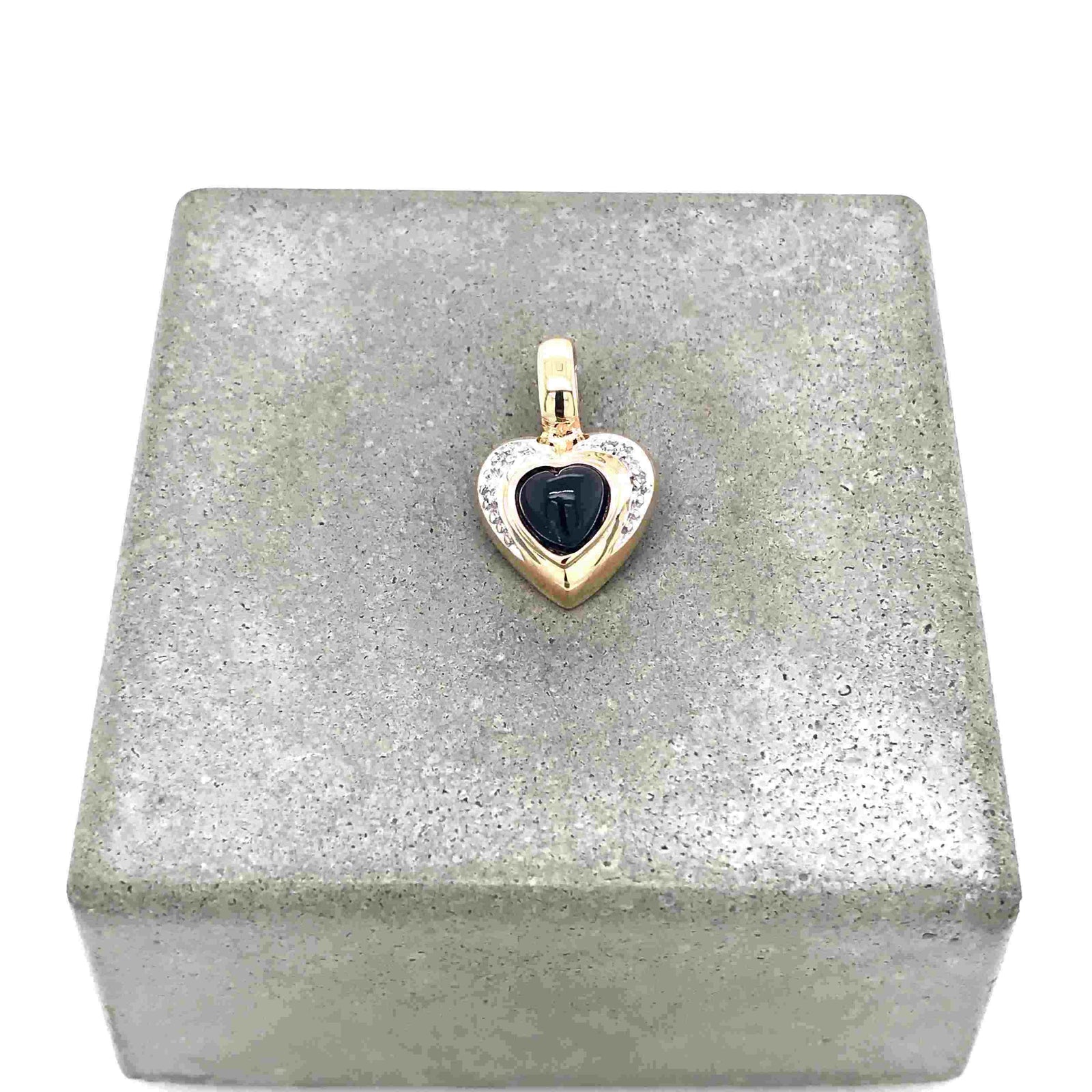 antike-kette-anhaenger-Herzanhänger Bicolor Gold 585 mit Safir & Brillanten-10607-Prejou