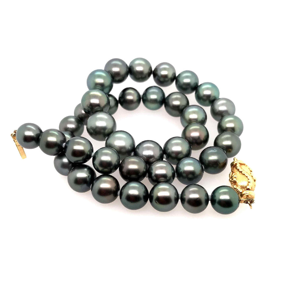 gebrauchte-kette-Exklusive Tahitiperlenkette Gelbgold 750-11077-Prejou