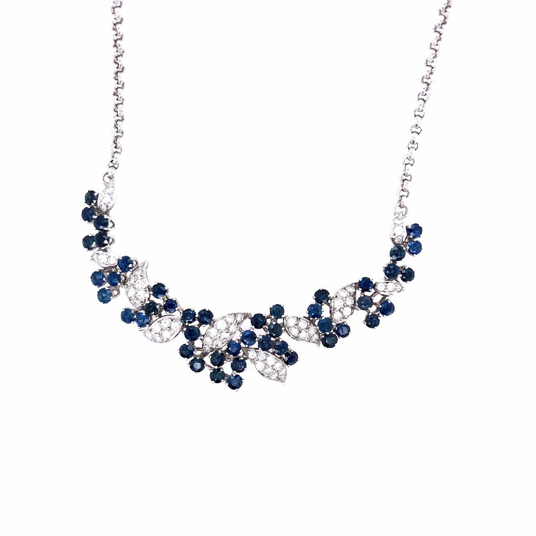 gebrauchte-kette-Exklusives Collier Weissgold 750 mit Safiren & Brillanten-10133-Prejou