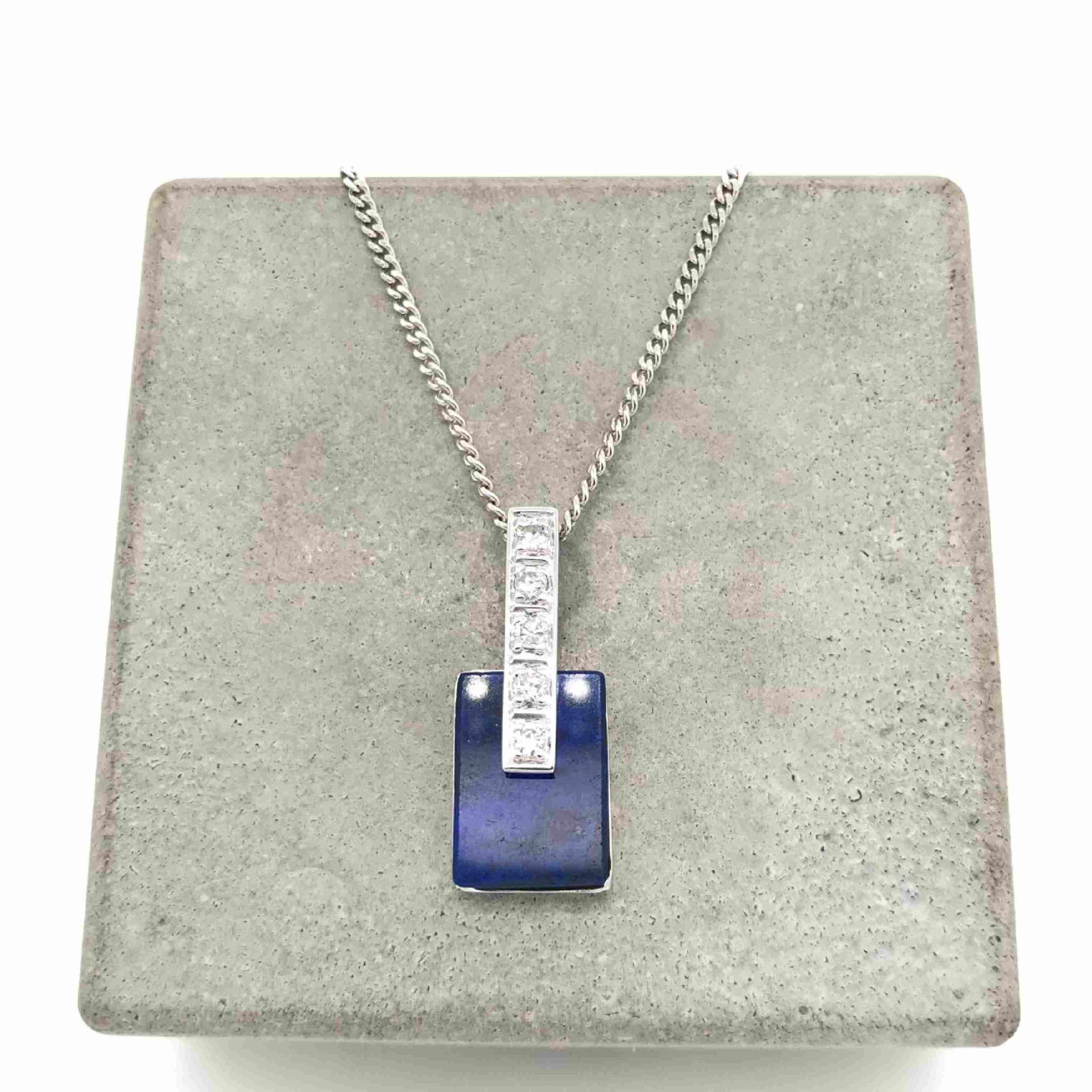 antike-kette-mit-anhaenger-Halskette mit Anhänger Weissgold 585 mit Lapislazuli & Brillanten-10838-Prejou