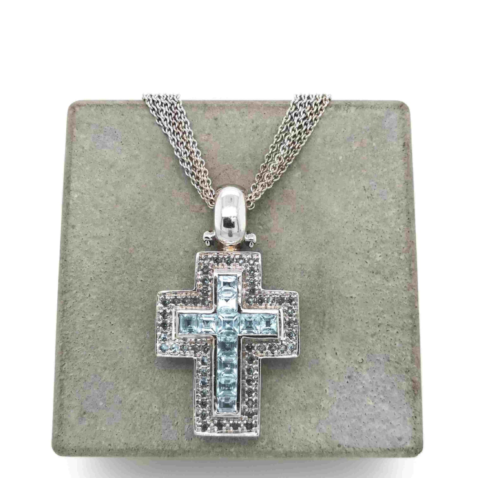 antike-kette-mit-anhaenger-Wempe Halskette mit Kreuz-Anhänger Weissgold 750 mit Topas-11089-Prejou