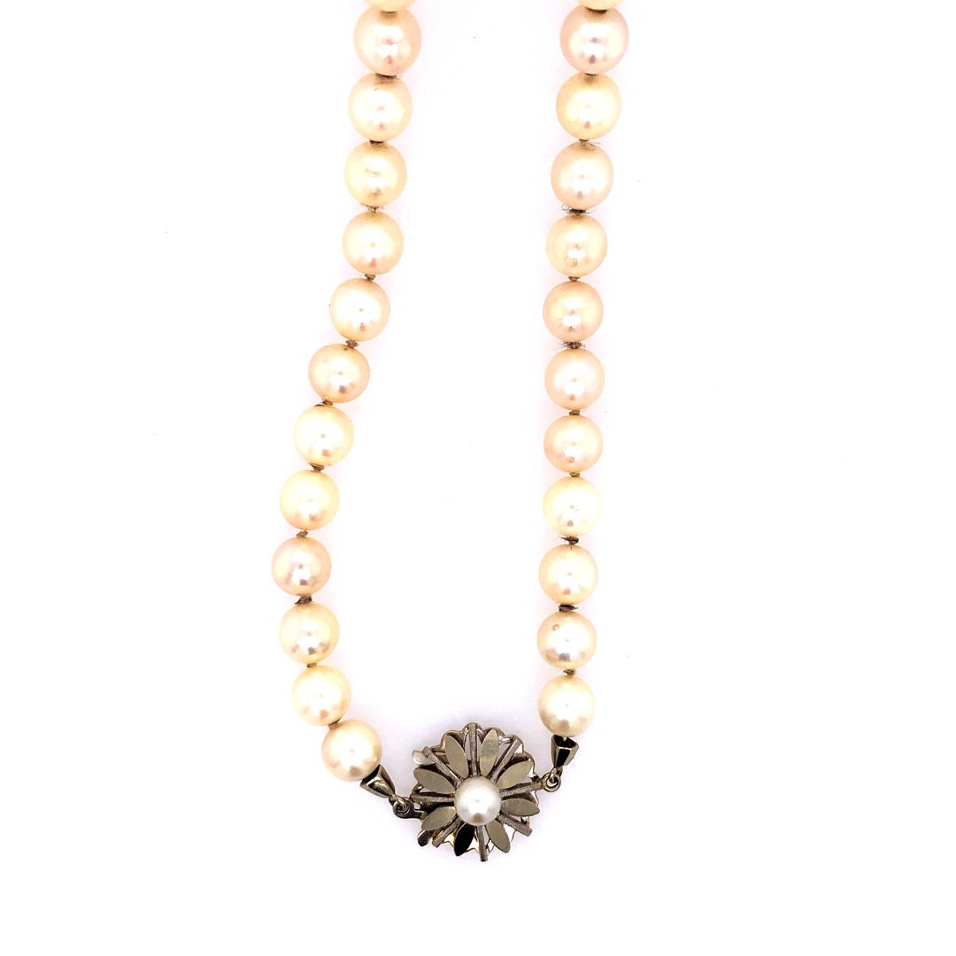 gebrauchte-kette-Perlenkette mit Weißgoldverschluss-10803-Prejou