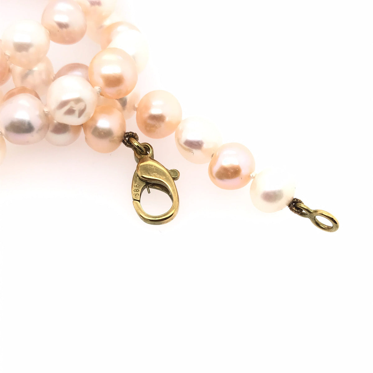 gebrauchte-kette-Perlenkette rosatöne Gelbgold 585-10427-Prejou