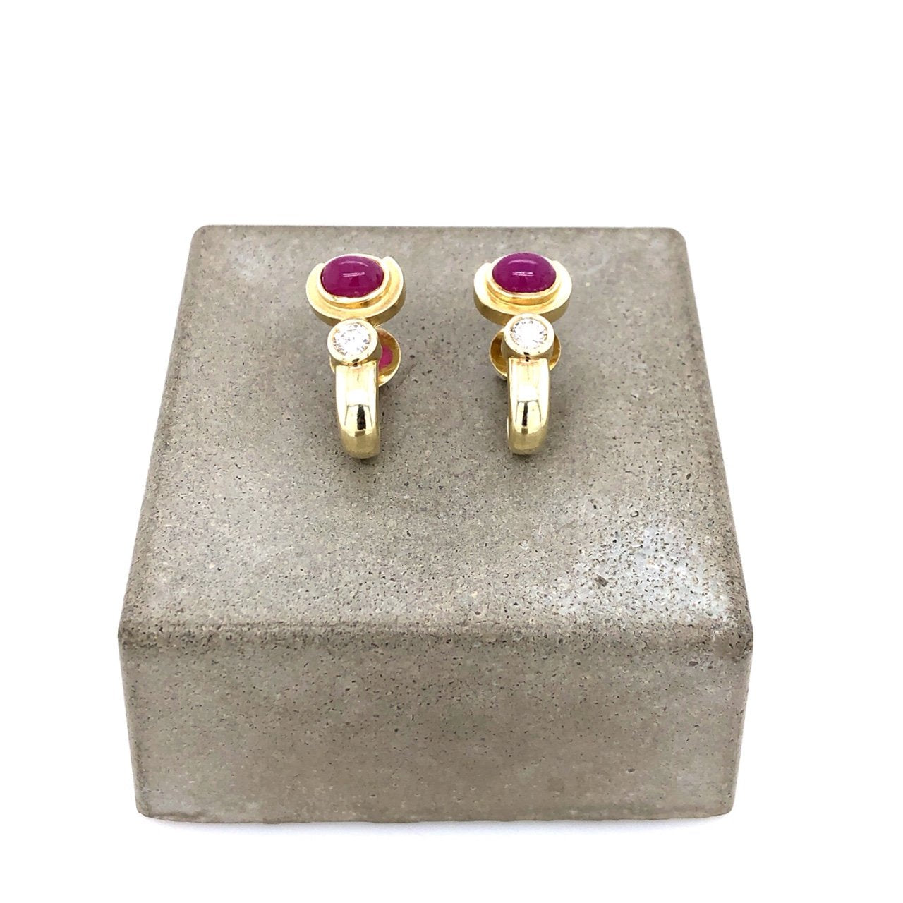 antike-ohrringe-Ohrstecker Gelbgold 585 mit Brillanten & Rubinen-[SKU]-Prejou