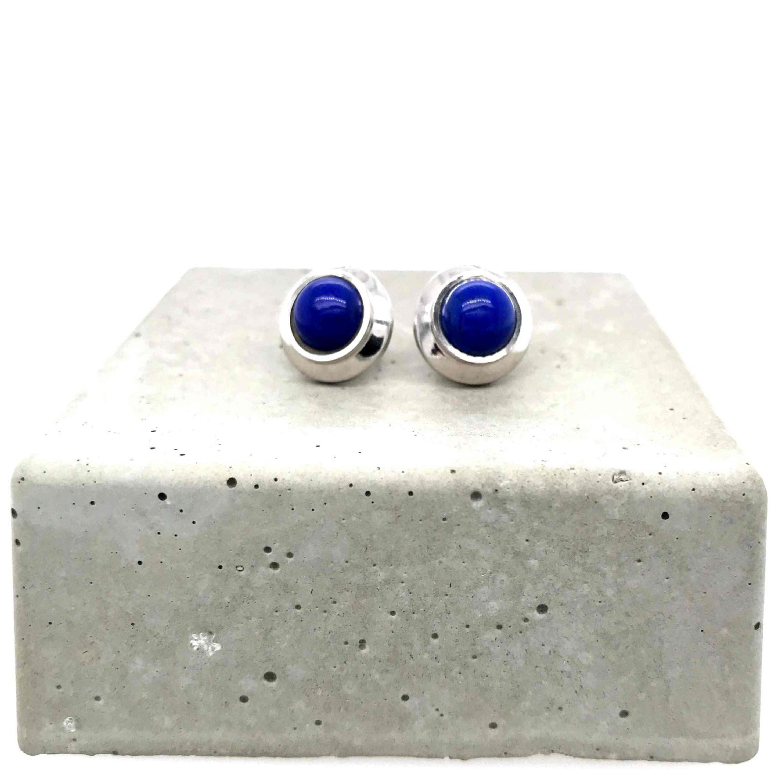 antike-ohrringe-Ohrstecker Weissgold 750 mit Lapislazuli-[SKU]-Prejou