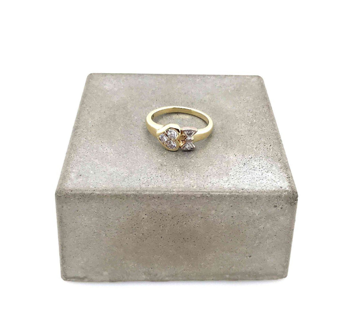 antiker-echtschmuck-antike-ringe-Herz-Ring Bicolor Gold 585 mit Brillanten-10034-Prejou