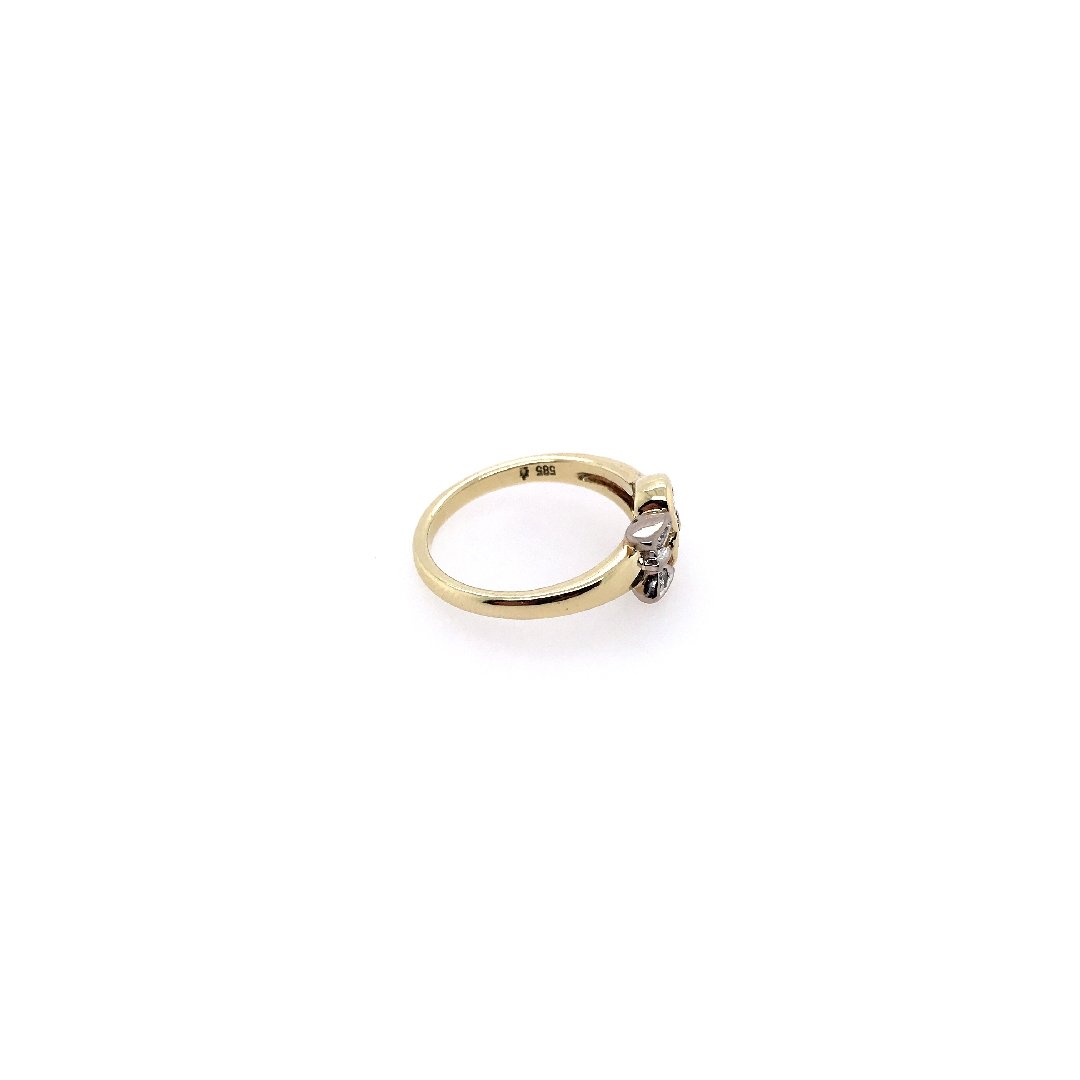 antiker-echtschmuck-antike-ringe-Herz-Ring Bicolor Gold 585 mit Brillanten-10034-Prejou