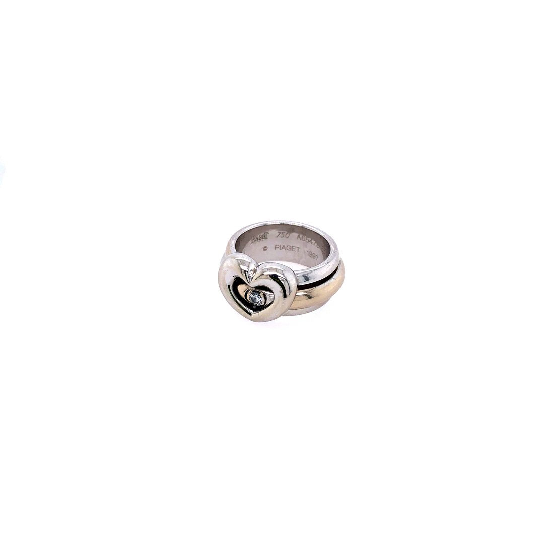 antiker-echtschmuck-antike-ringe-Piaget Ring Weissgold 750 mit Herz &amp; Brillant-10251-Prejou