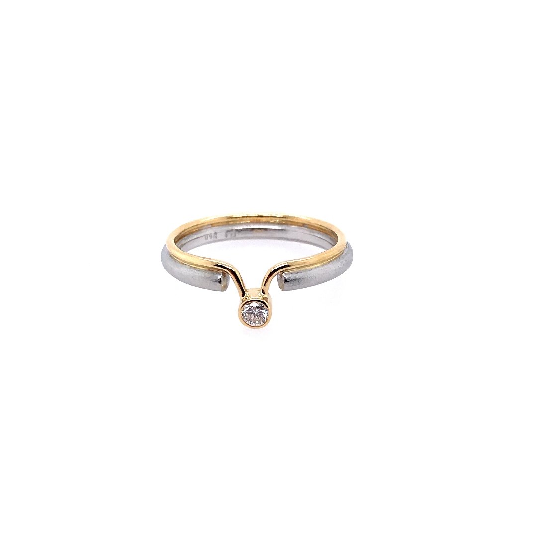 antiker-echtschmuck-antike-ringe-Platin Ring Bicolor mit Brillanten-10094-Prejou