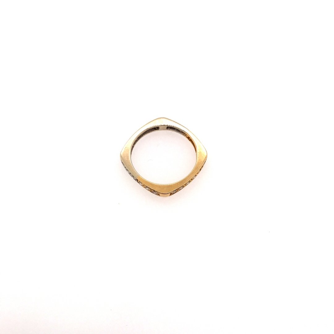 antiker-echtschmuck-antike-ringe-Quadratischer Ring Bicolor Gold 750 mit Brillanten-10016-Prejou