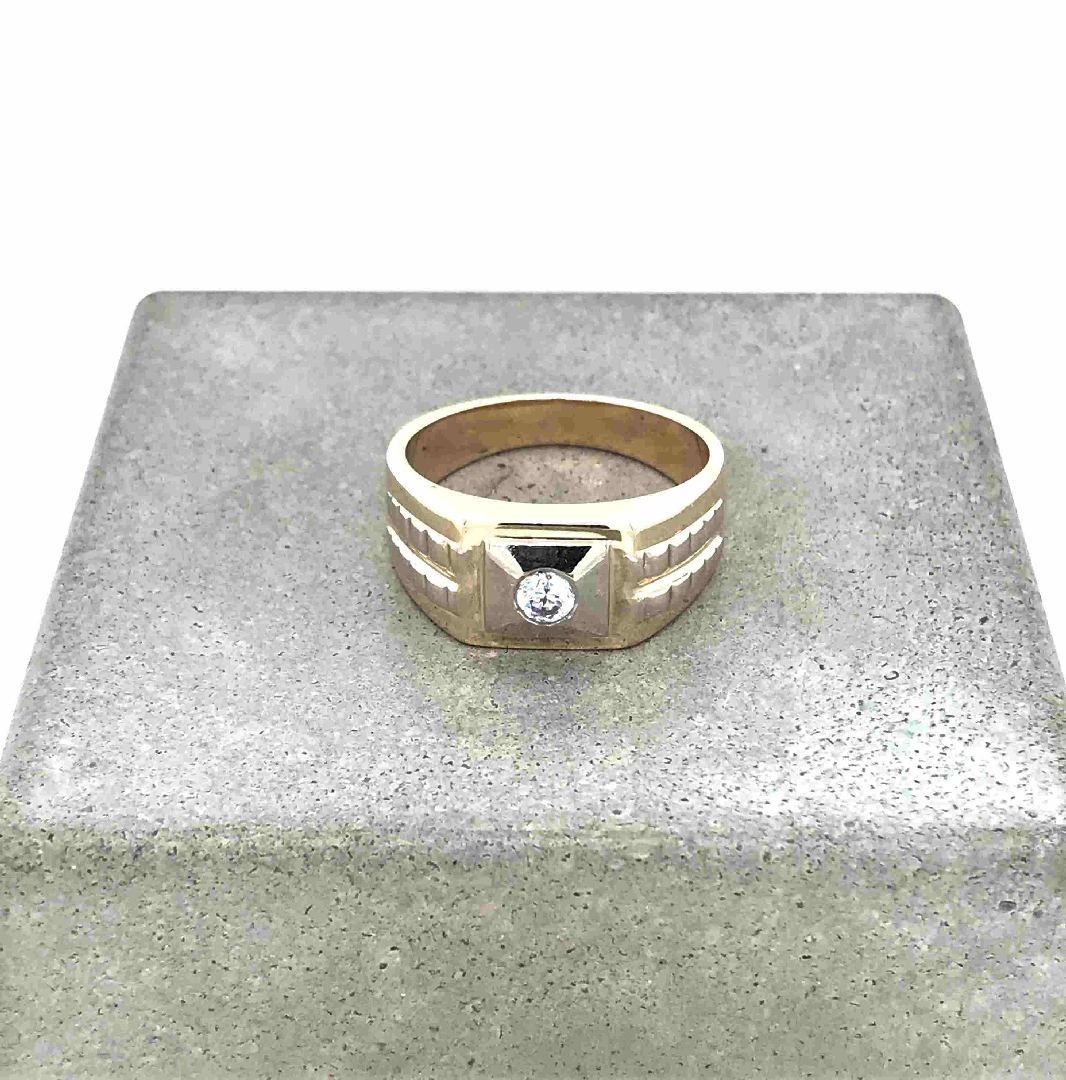 antiker-echtschmuck-antike-ringe-Ring Bicolor Gold 585 mit Brillant-10158-Prejou