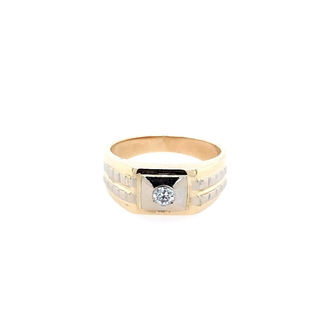 antiker-echtschmuck-antike-ringe-Ring Bicolor Gold 585 mit Brillant-10158-Prejou
