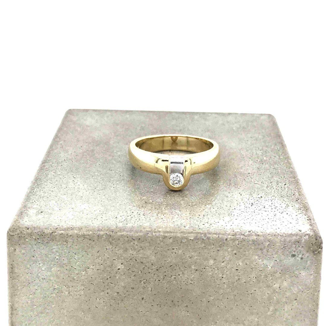 antiker-echtschmuck-antike-ringe-Ring Bicolor Gold 585 mit Brillant-10532-Prejou