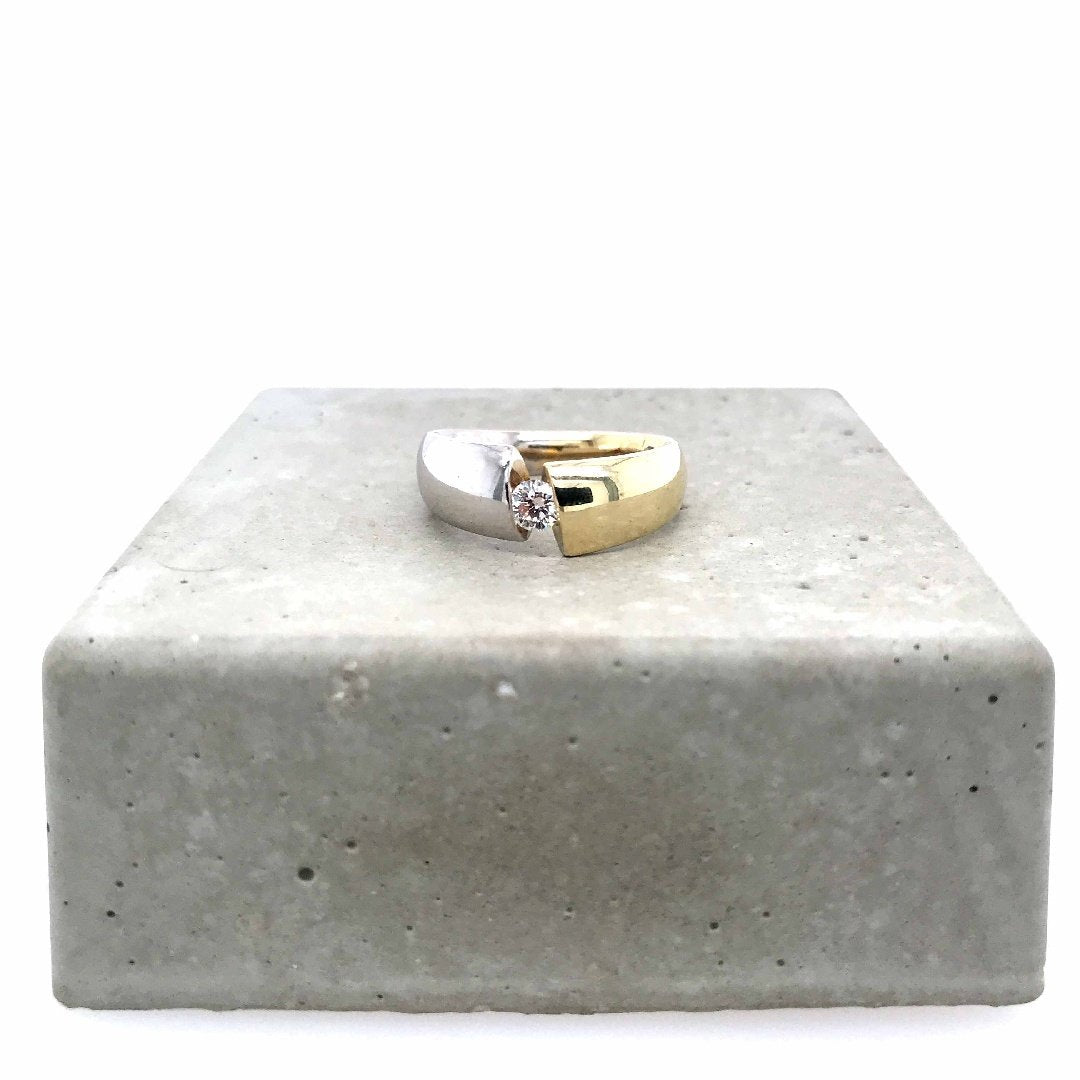 antiker-echtschmuck-antike-ringe-Ring Bicolor Gold 585 mit Brillant-10561-Prejou