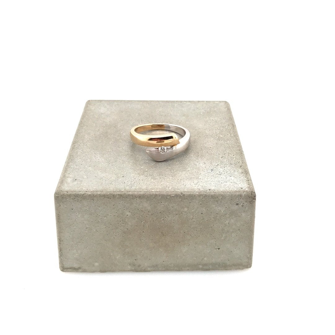 antiker-echtschmuck-antike-ringe-Ring Bicolor Gold 585 mit Brillant-10698-Prejou