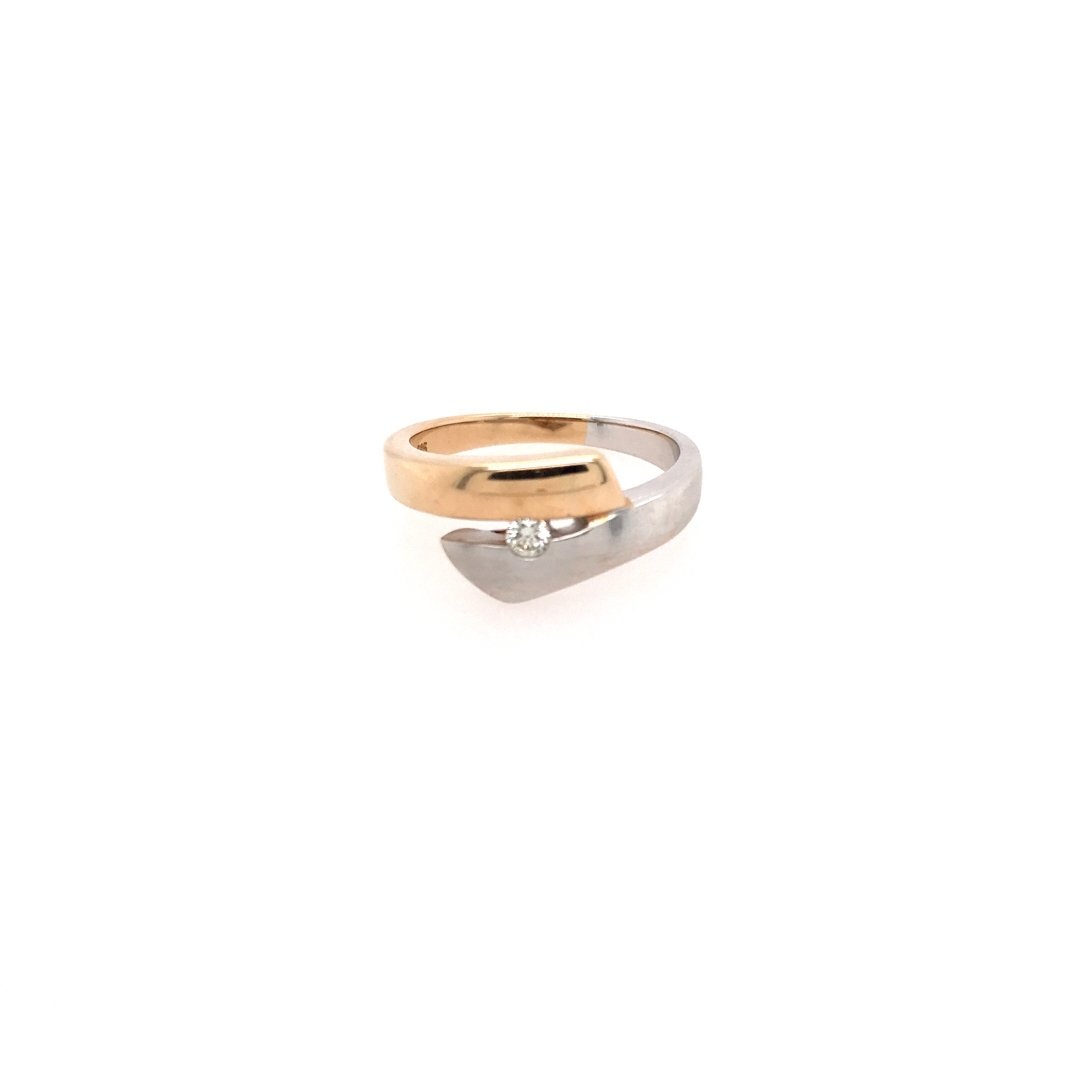 antiker-echtschmuck-antike-ringe-Ring Bicolor Gold 585 mit Brillant-10698-Prejou
