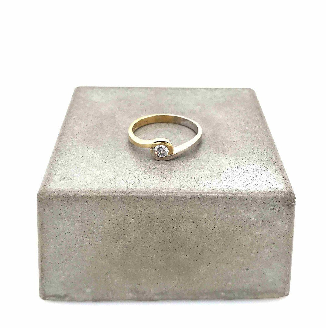 antiker-echtschmuck-antike-ringe-Ring Bicolor Gold 585 mit Brillant-10748-Prejou