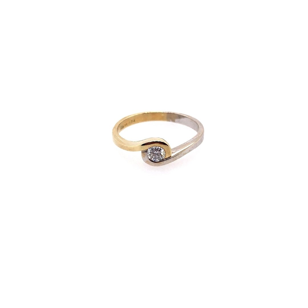 antiker-echtschmuck-antike-ringe-Ring Bicolor Gold 585 mit Brillant-10748-Prejou